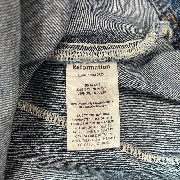 NEW Reformation Elma Denim Mini Dress Size 2 - Picture 10 of 11